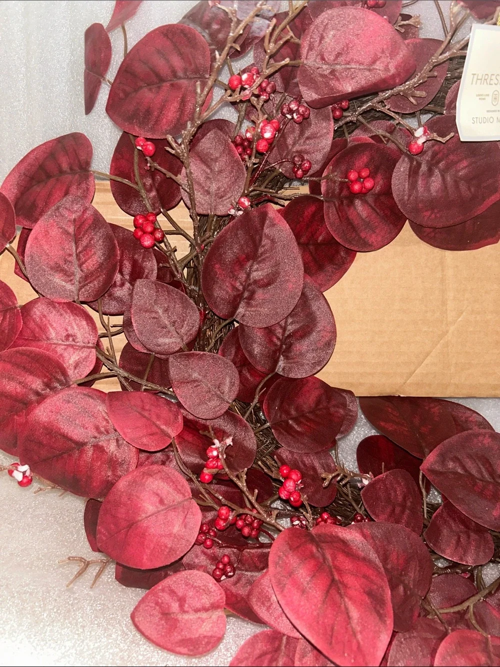Studio McGee Red Leaf with Berry Holiday Wreath